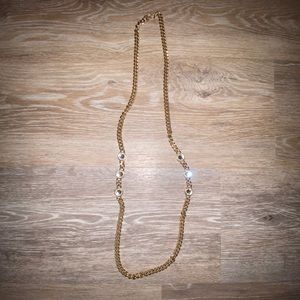 Long gold chain necklace with 6 accent stones